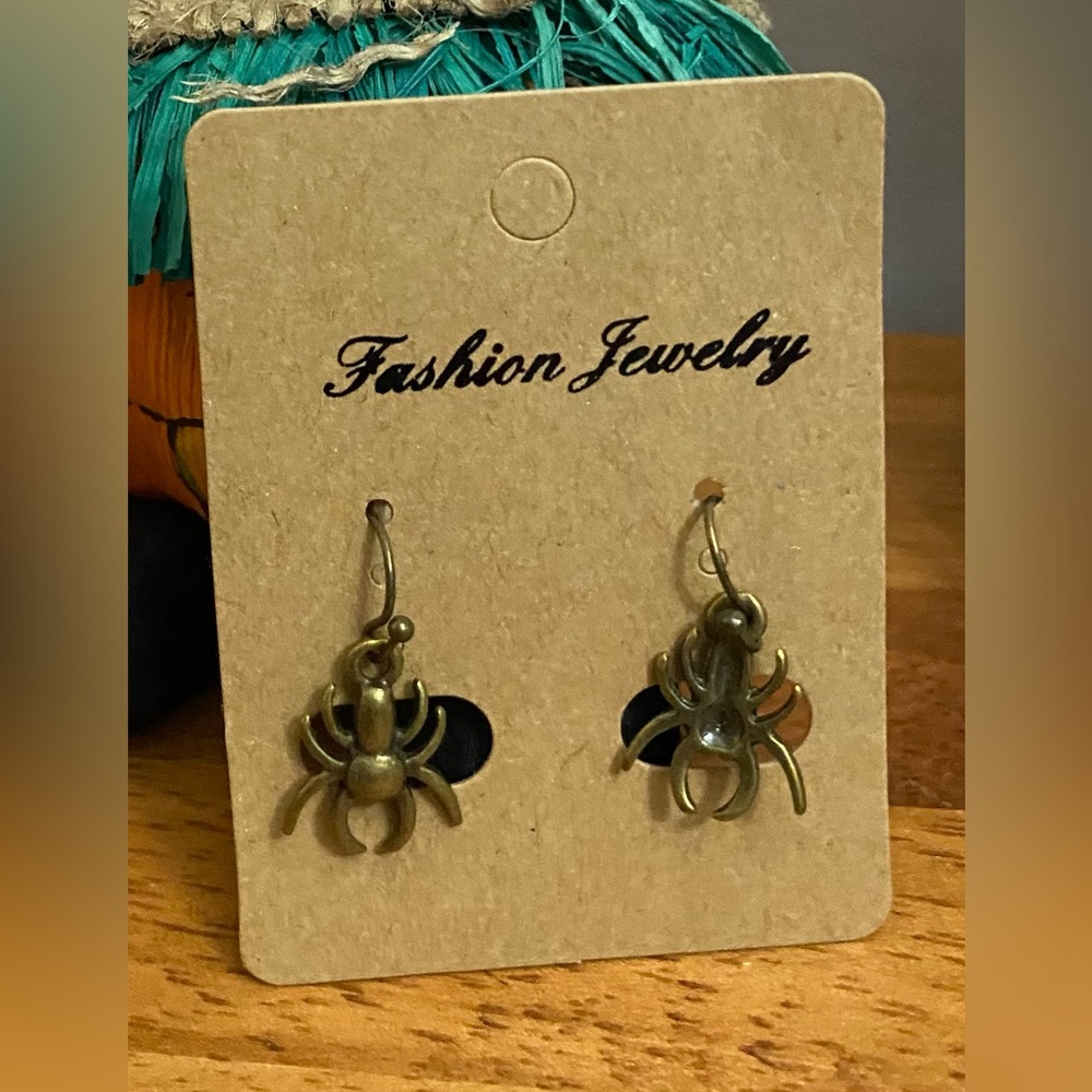NEW Brass spider charms and solid brass ear wires
